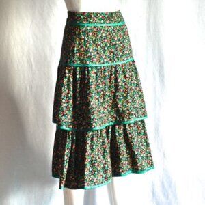 Alberto's Boutique 1970's Tiered Floral Themed Flared Skirt - Italy